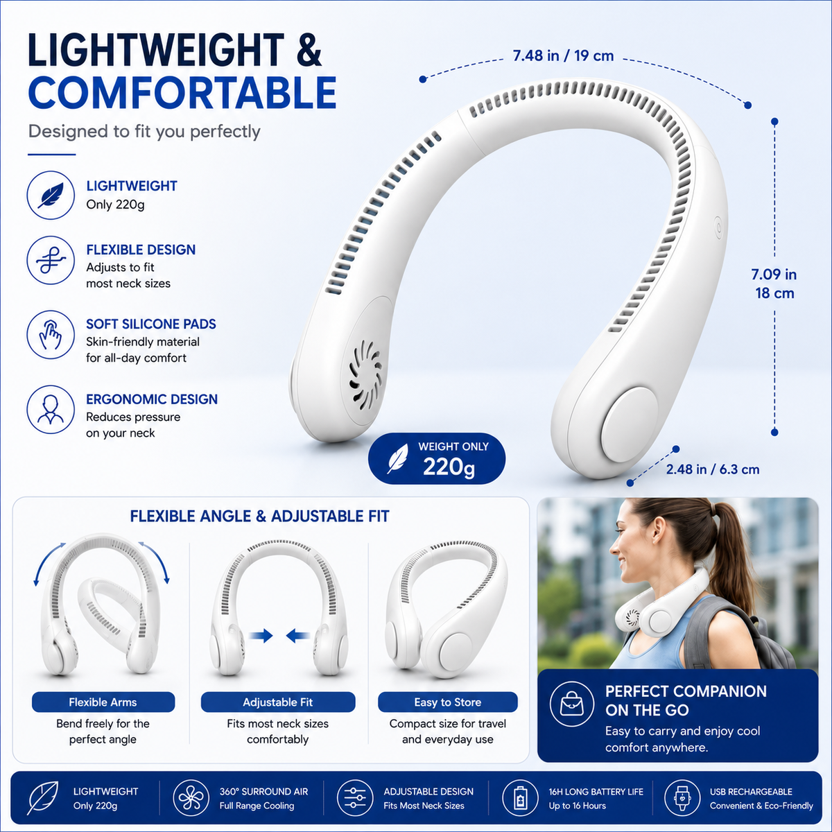 Portable Neck Fan – Hands-Free Wearable Cooling Fan