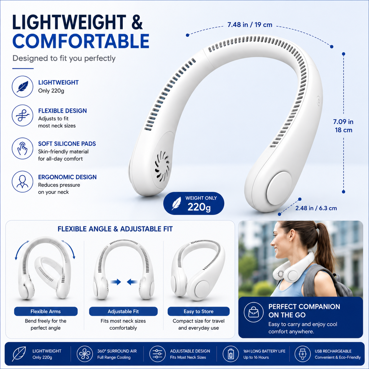 Portable Neck Fan – Hands-Free Wearable Cooling Fan