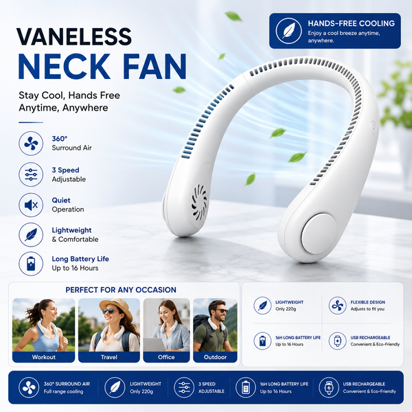 Portable Neck Fan – Hands-Free Wearable Cooling Fan