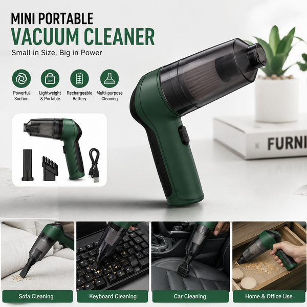 Mini Portable Vacuum Cleaner – Cordless Handheld Dust & Crumb Cleaner